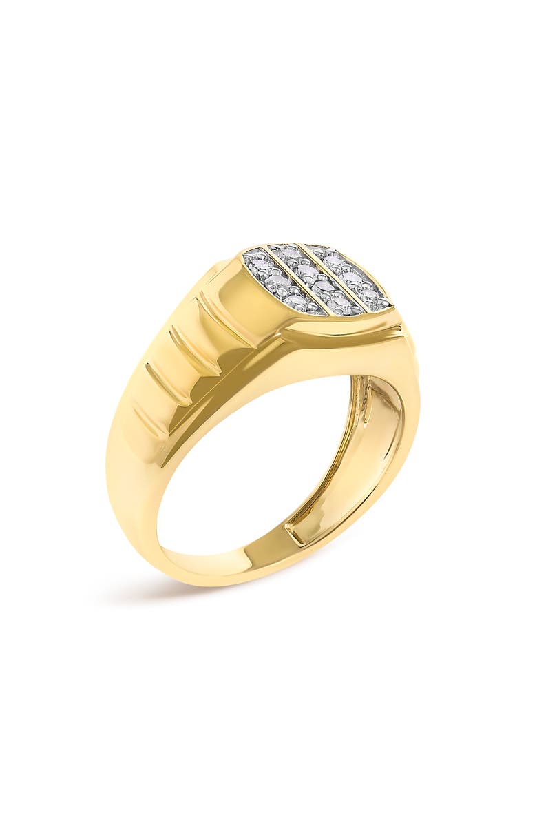 Haus of Brilliance Men's 14K Yellow Gold Plated Sterling Silver 1/3 Cttw Diamond Grooved Band Ring, Alternate, color, Yellow Gold Over Silver