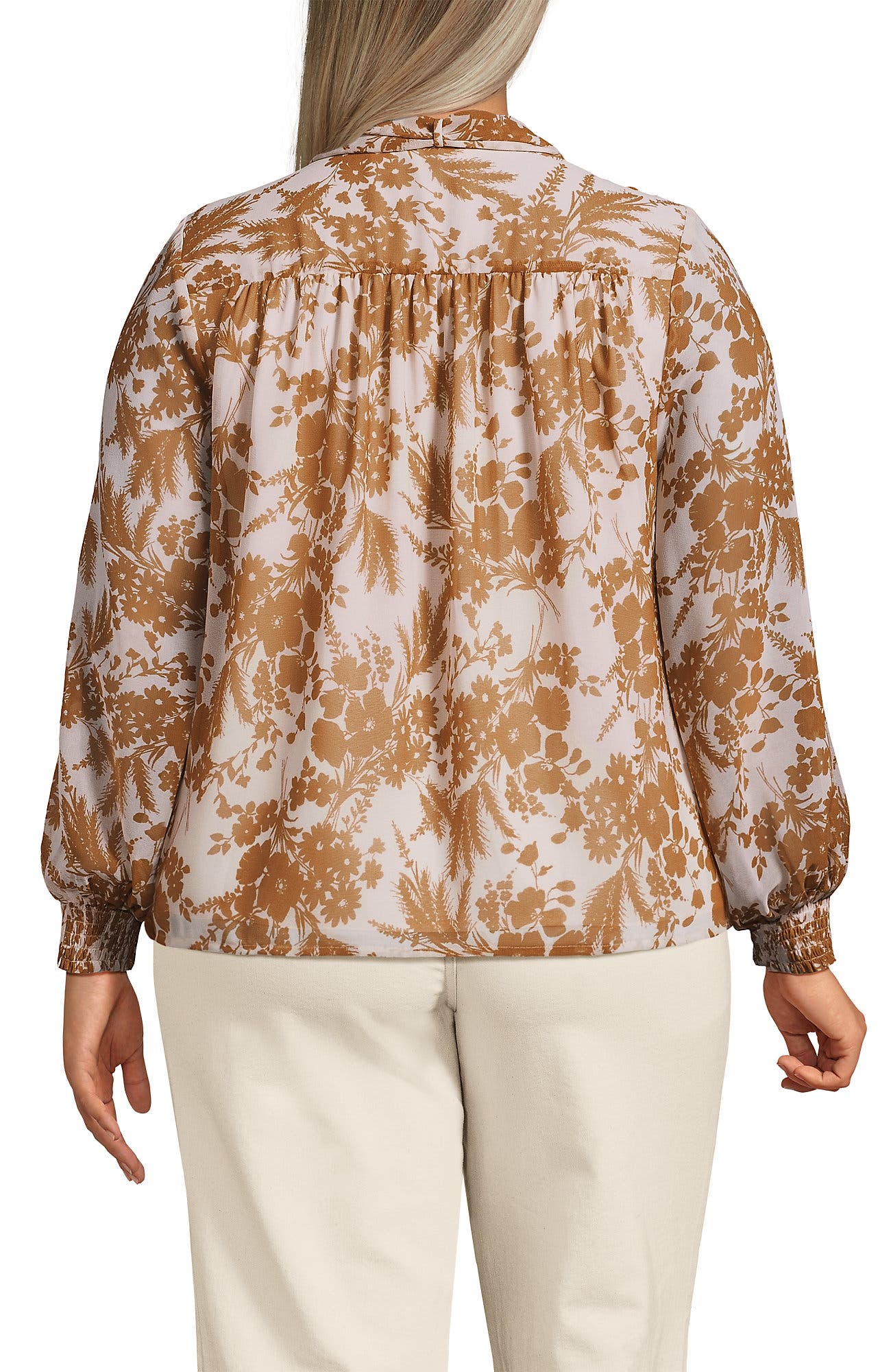 Plus Size Chiffon Removable Tie Neck Blouse - image 4