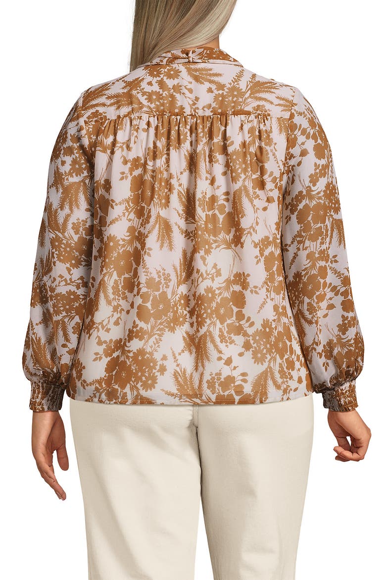 Plus Size Chiffon Removable Tie Neck Blouse, Alternate, color, Pink Opal Wildflowers