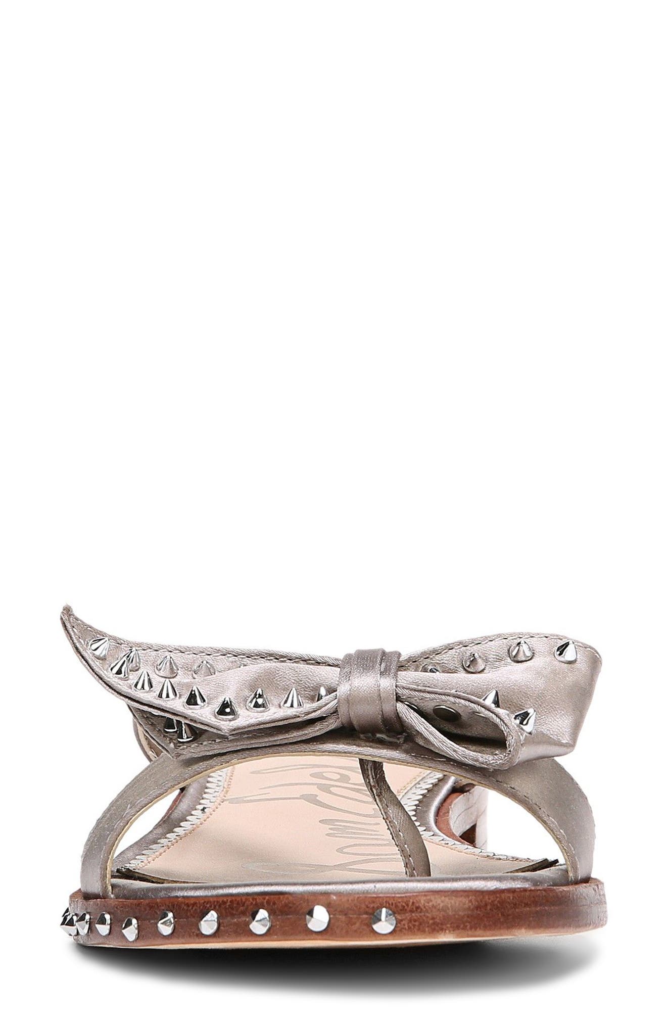 Dariel Bow Sandal, Alternate, color, LIGHT GREY SATIN