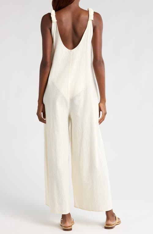 Shop Elan Cotton & Linen Cover-up Jumpsuit In White