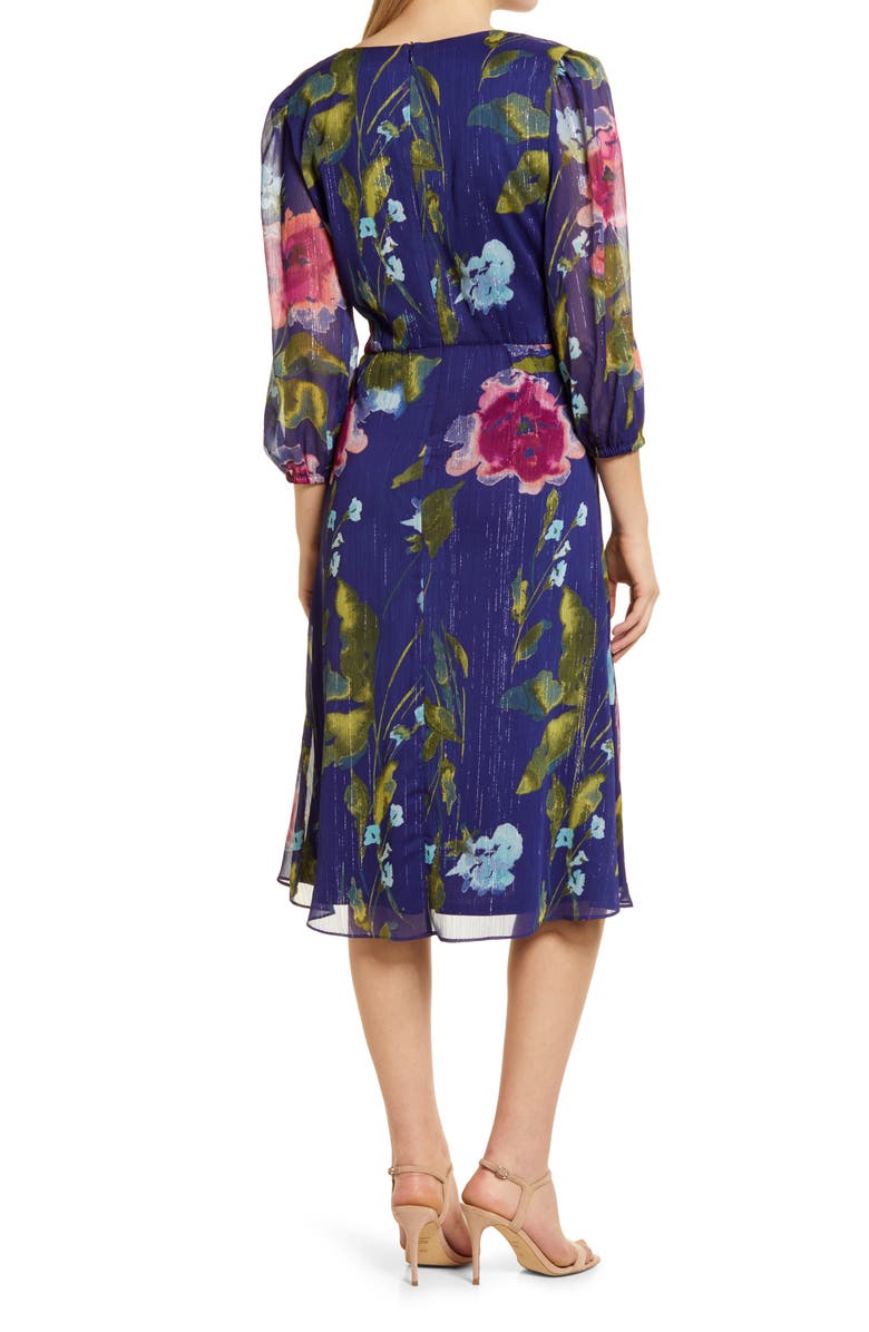 Julia Jordan Floral Ruched Front Midi Dress, Alternate, color, 