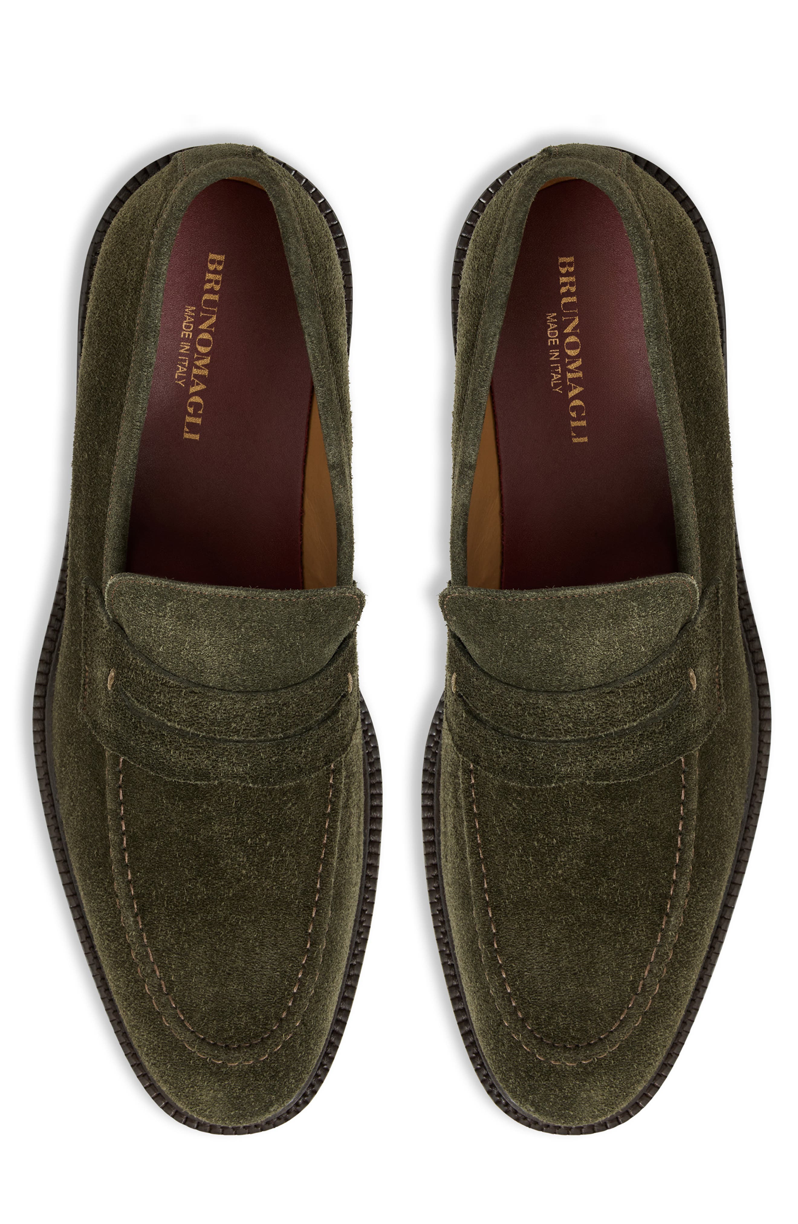 Bruno Magli Venezia Penny Loafer, Alternate, color, Olive Suede