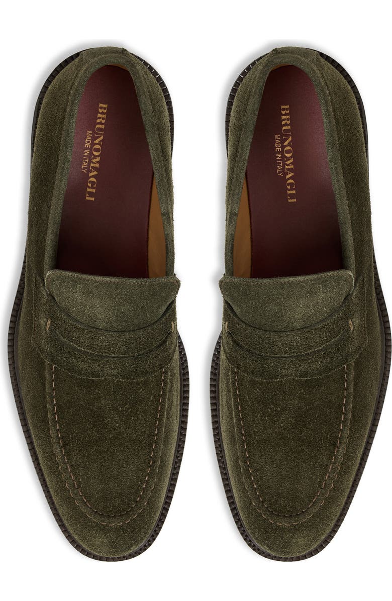 Bruno Magli Venezia Penny Loafer, Alternate, color, Olive Suede