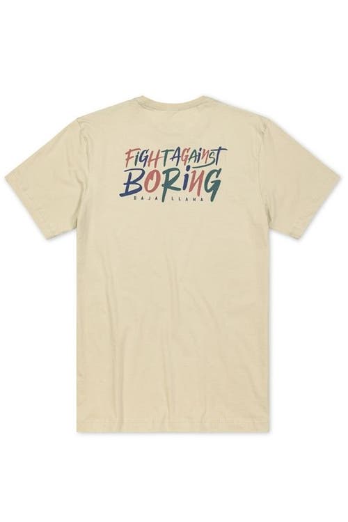Baja Llama Men's Fight Against Boring Retro - Cream Primo Graphic Tee In Cream