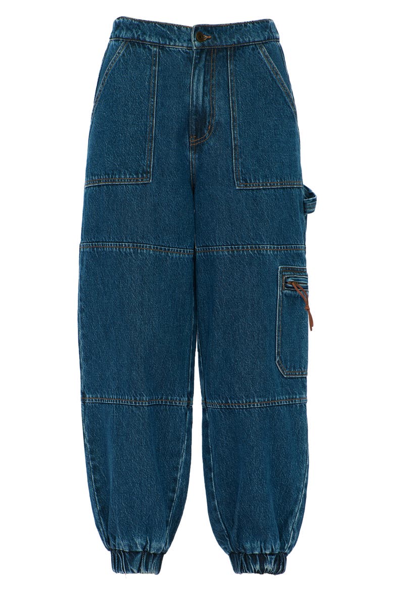 High Waist Denim Joggers, Alternate, color, VINTAGE DARK BLUE