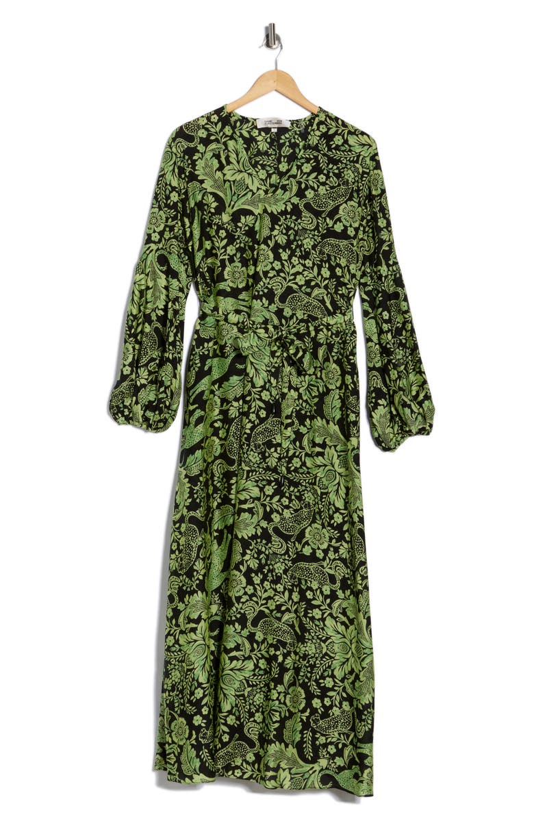 DVF Sal Floral Tie Waist Maxi Dress, Alternate, color, French Reflection