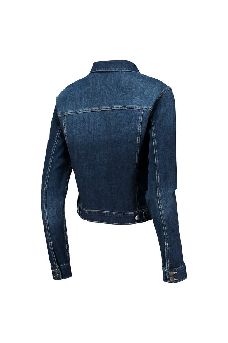 Women's Lusso Blue Miami Heat Georgie Swarovski Crystals Button-Up Denim Jacket, Alternate, color, Blue