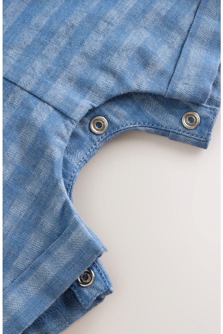 Gingham Denim Romper & Bodysuit Set, Alternate, color, BLUE
