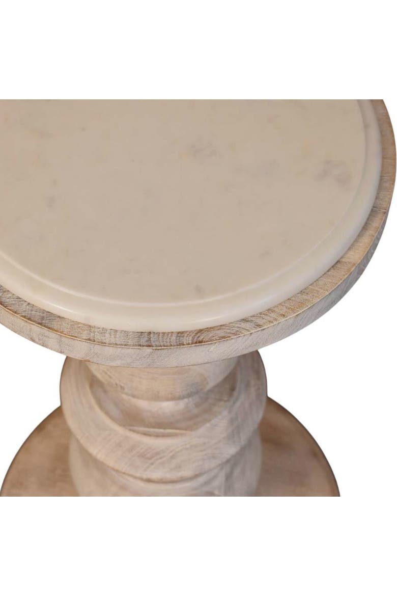 Solid Wood Bellis Marble Accent Table, Alternate, color, Brown
