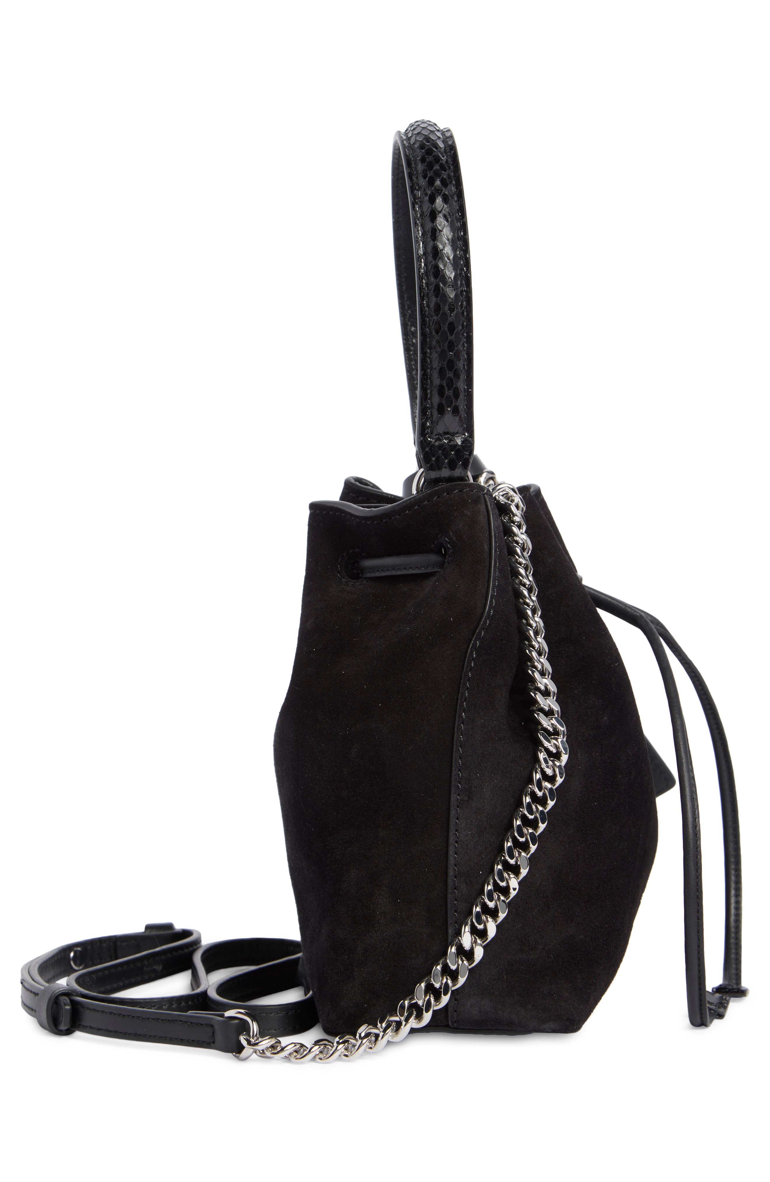 Stuart Weitzman Mini Rae Suede Bucket Bag, Alternate, color, 