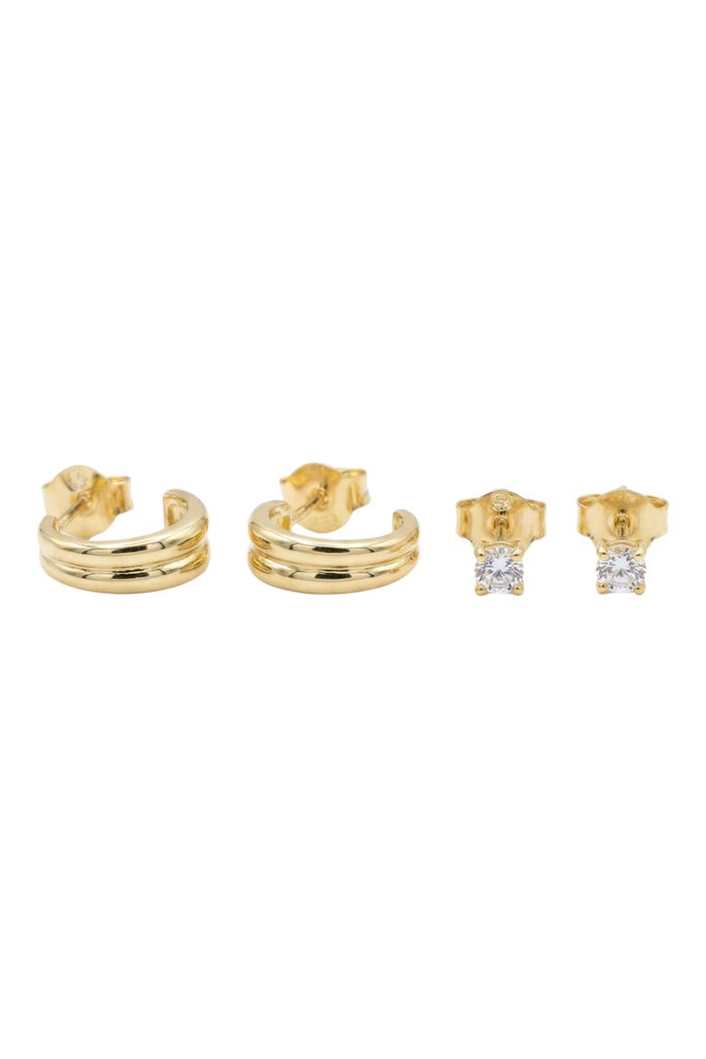 Set of 2 Earrings, Alternate, color, GOLD
