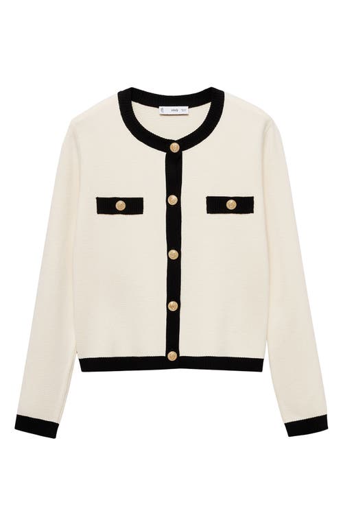 Mango Trim Sweater Jacket In Ecru