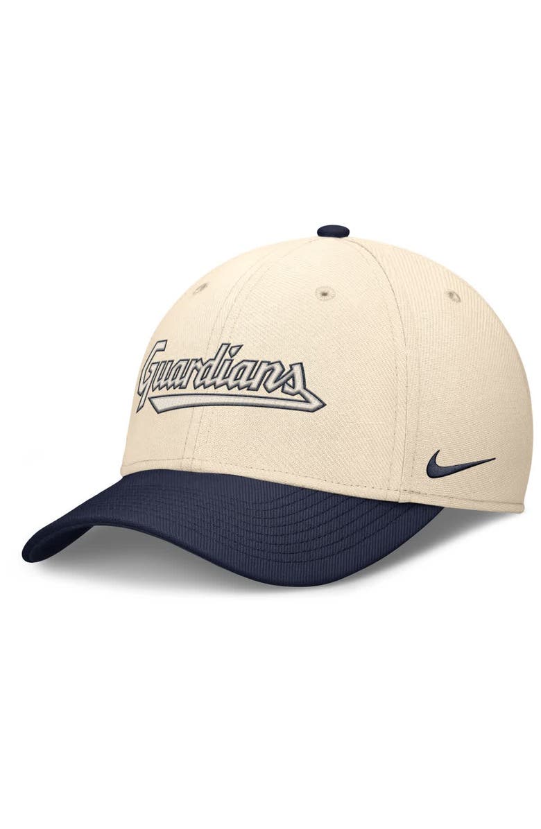 Nike Men's Nike Natural/Navy Cleveland Guardians Statement Rise Performance Flex Hat, Main, color, Natural
