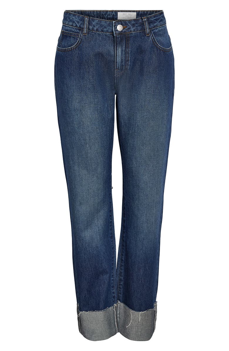 Noisy may Sanja Cuffed Straight Leg Jeans, Alternate, color, Dark Blue Denim