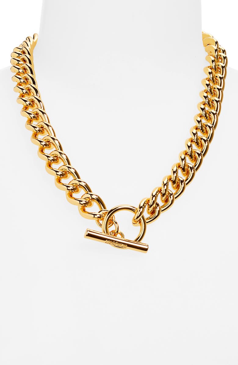 Moschino Curb Chain Toggle Necklace, Alternate, color,