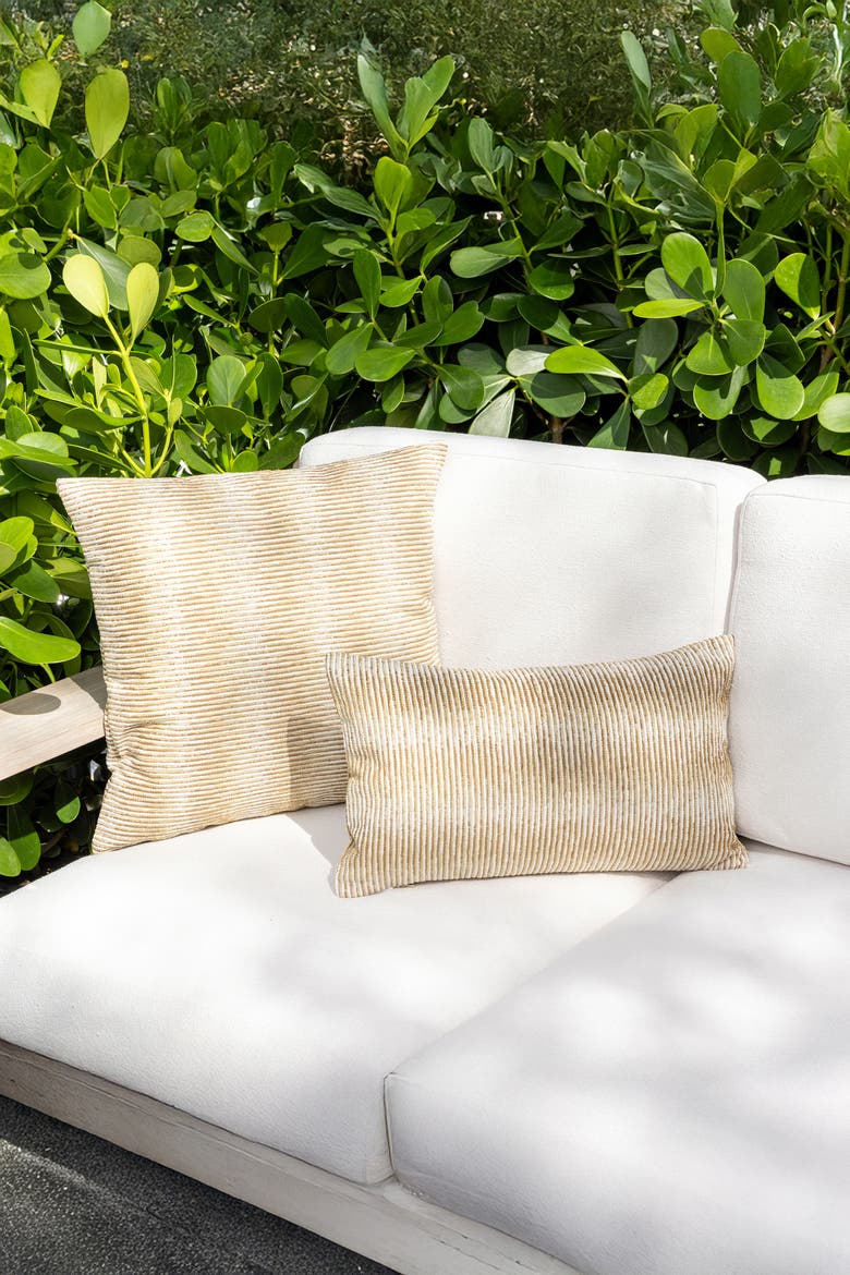 Progress Multicolored Chenille Indoor & Outdoor Woven Accent Pillow, Alternate, color, Honey