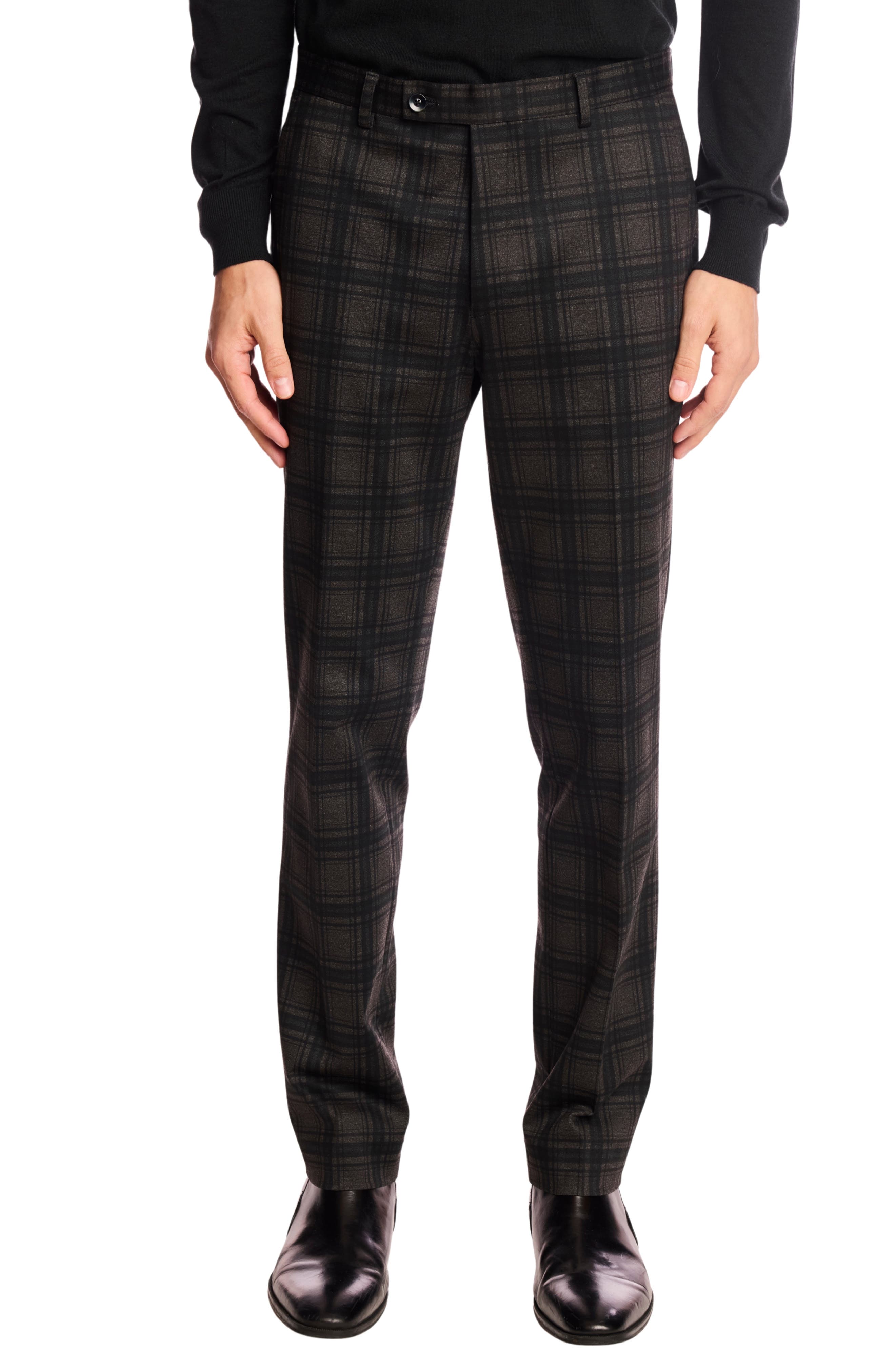 PAISLEY &amp; GRAY Downing Slim Fit Flat Front Check Dress Pants