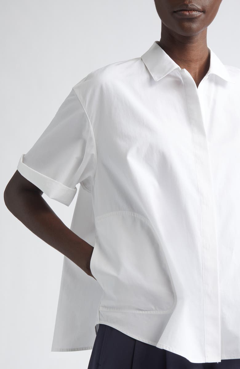 Lafayette 148 New York Organic Cotton Poplin Swing Shirt, Alternate, color, White