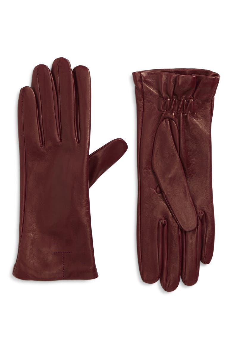 Leather Gloves, Main, color, BORDEAUX