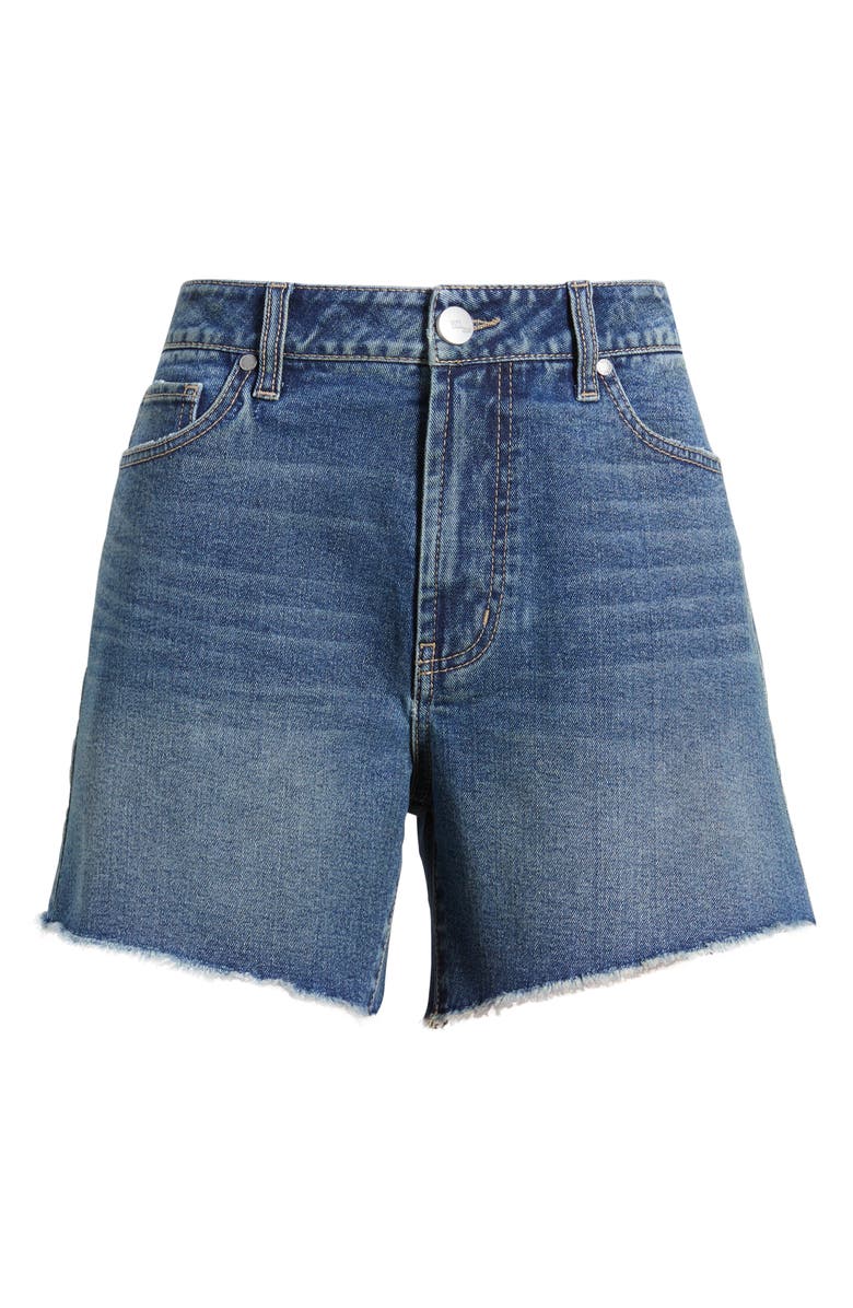 1822 Denim Frayed High Waist Mid Thigh Relaxed Denim Shorts, Alternate, color, Willa