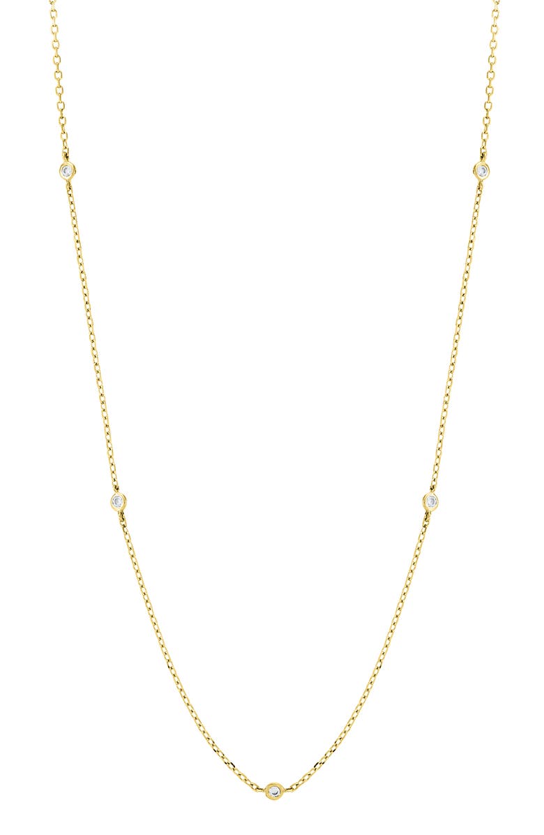 Frankie & Zoe 14K Yellow Gold Bezel Diamond Station Chain Necklace, Main, color, Yellow Gold