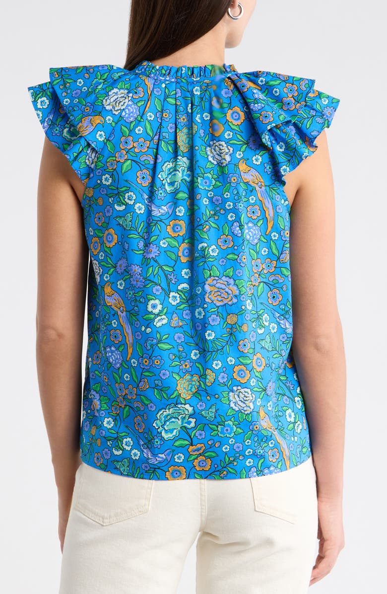 SUGARLIPS Siya Heidy Floral Flutter Sleeve Cotton Top, Alternate, color, Blue-Greens