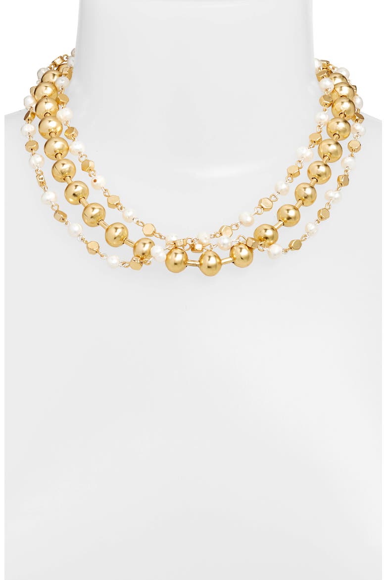 Freshwater Pearl Layered Necklace, Alternate, color, GOLD