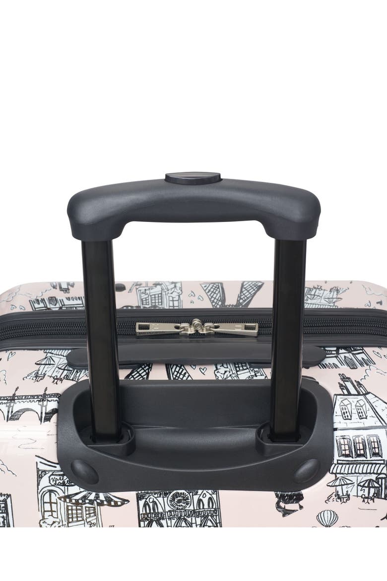 Karl in Paris Upright Suitcase, Alternate, color, Pink/Black