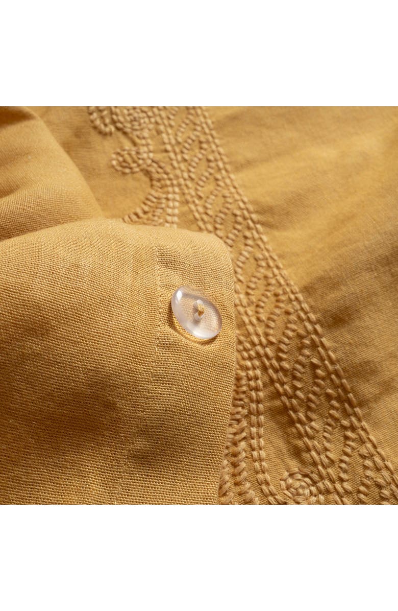 Zsa Zsa Zsu Mino Emroidered King Size Cotton Linen Duvet Cover Set 94X87 In, Alternate, color, Mustard