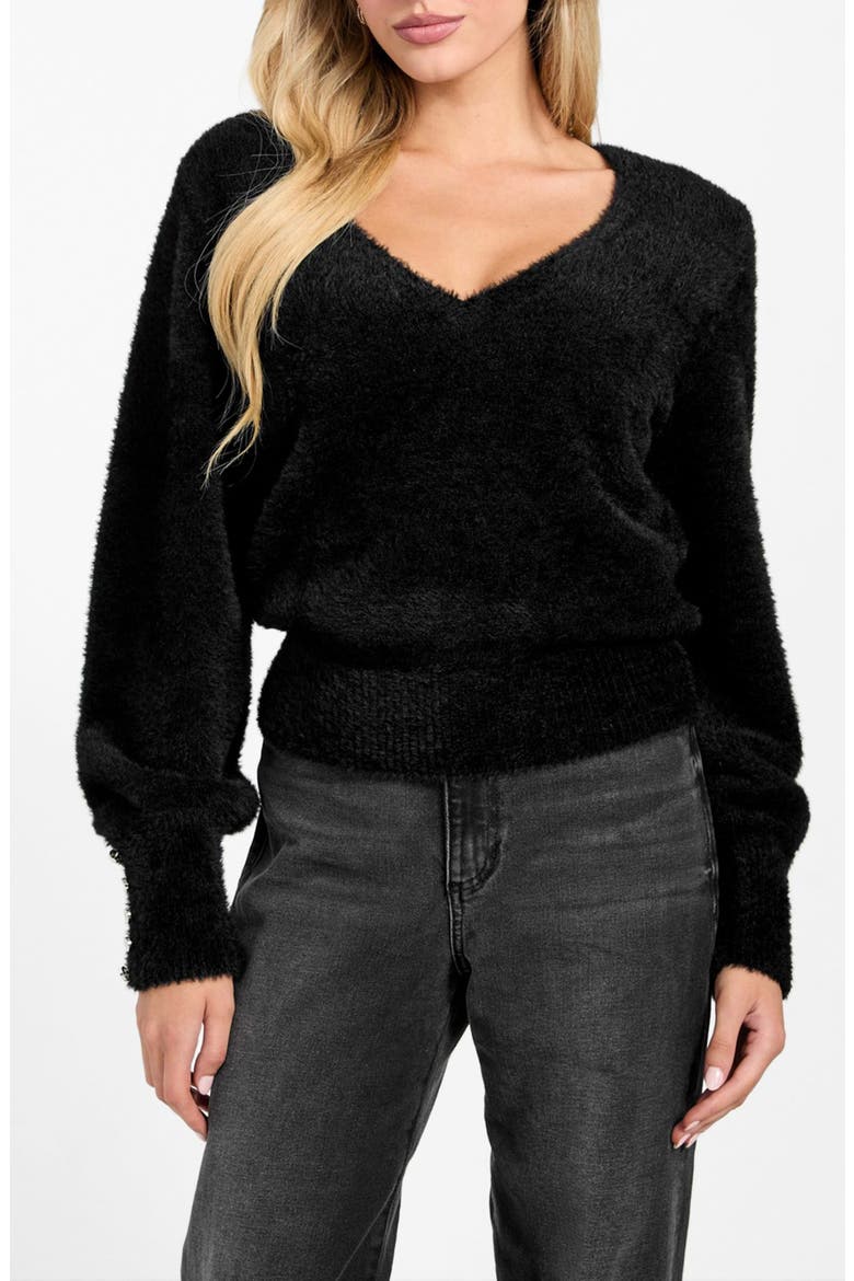 Niko Faux Fur Sweater, Main, color, BLACK-BLACK