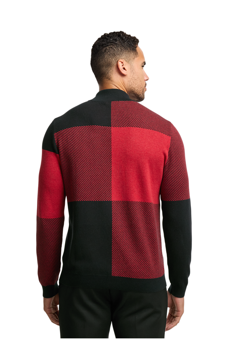 Paul Fredrick Cotton Full Zip Mock Neck Sweater, Alternate, color, Red/Black