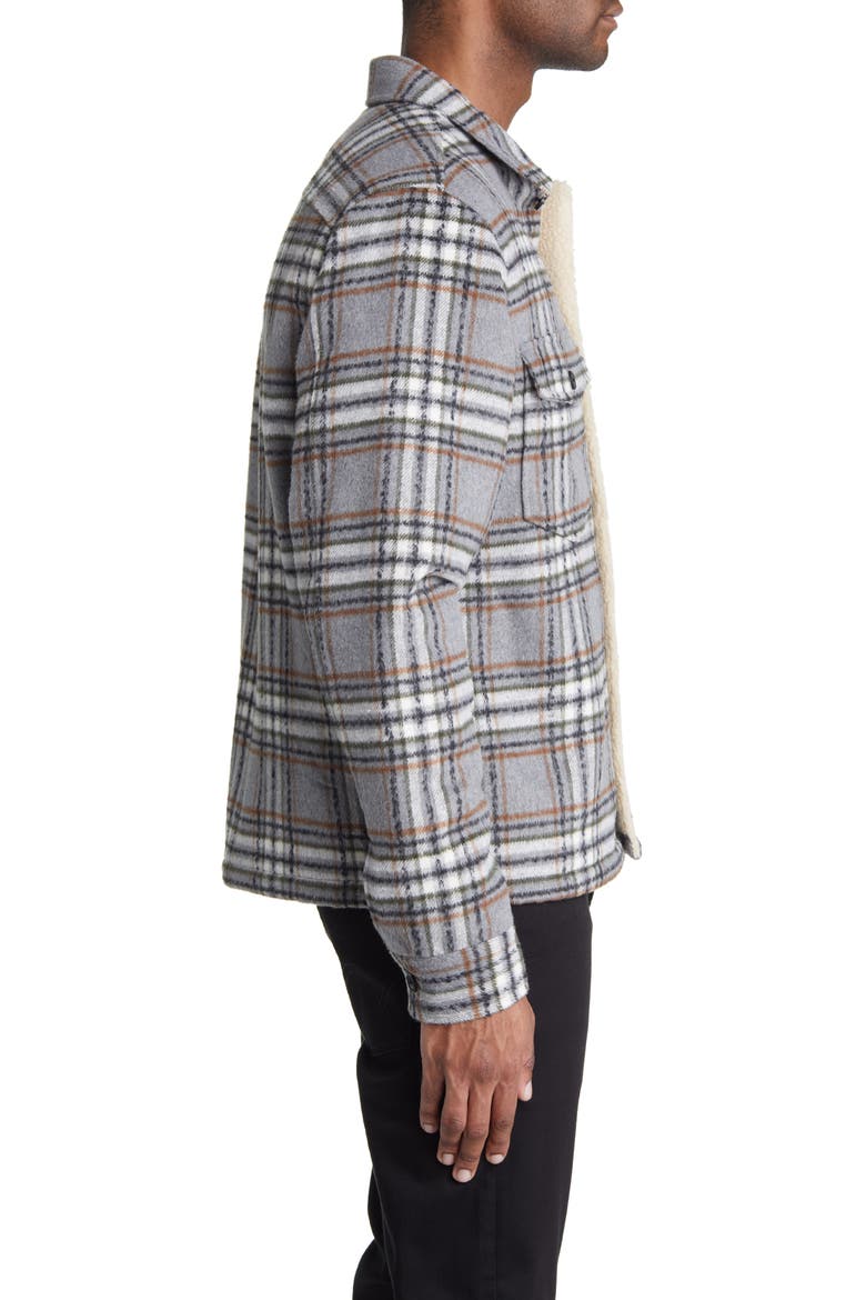 Xanetta Plaid Shirt Jacket, Alternate, color, GREY