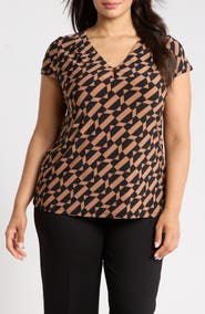 AK ANNE KLEIN Pleat Neck Button Keyhole Top