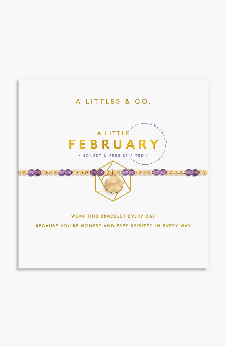 A Littles & Co Birthstone A Little February Bracelet in Gold-Tone Plating, Alternate, color, Metallic Gold