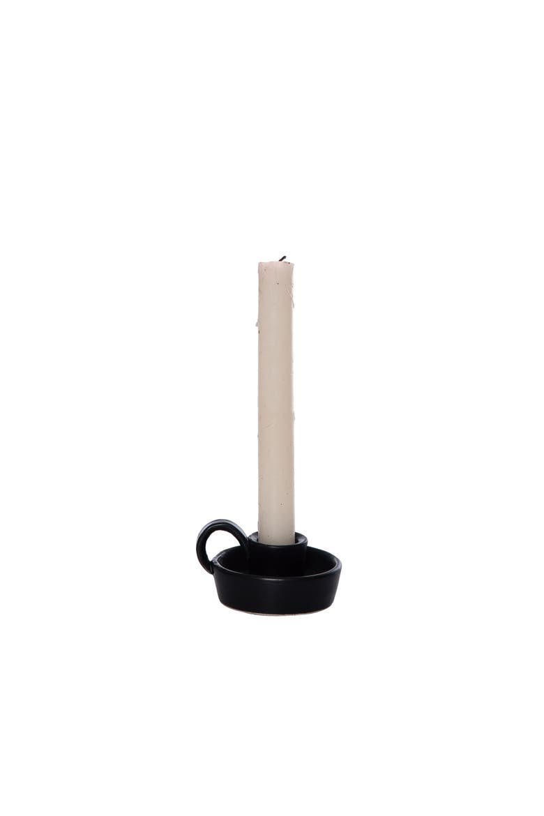 Dolomite Black Taper Candle Holder Elegant Ceramic Design, Main, color, Black