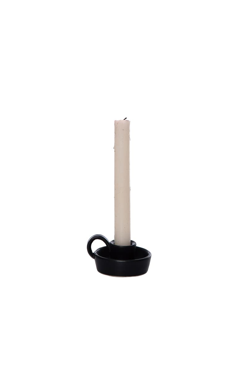 Transpac Dolomite Black Taper Candle Holder Elegant Ceramic Design, Main, color, 