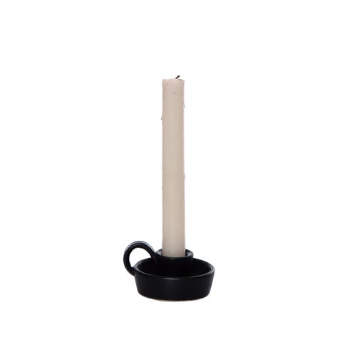 Dolomite Black Taper Candle Holder Elegant Ceramic Design