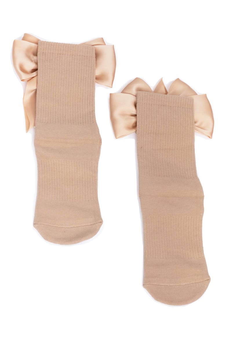 Anna Bow No-Slip Grip Crew Socks, Alternate, color, GOLD