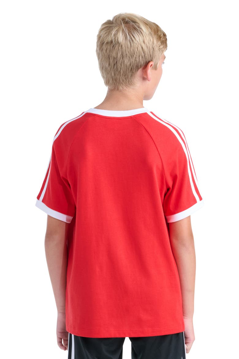 Kids' 3-Stripes Ringer T-Shirt, Alternate, color, BRIGHT RED