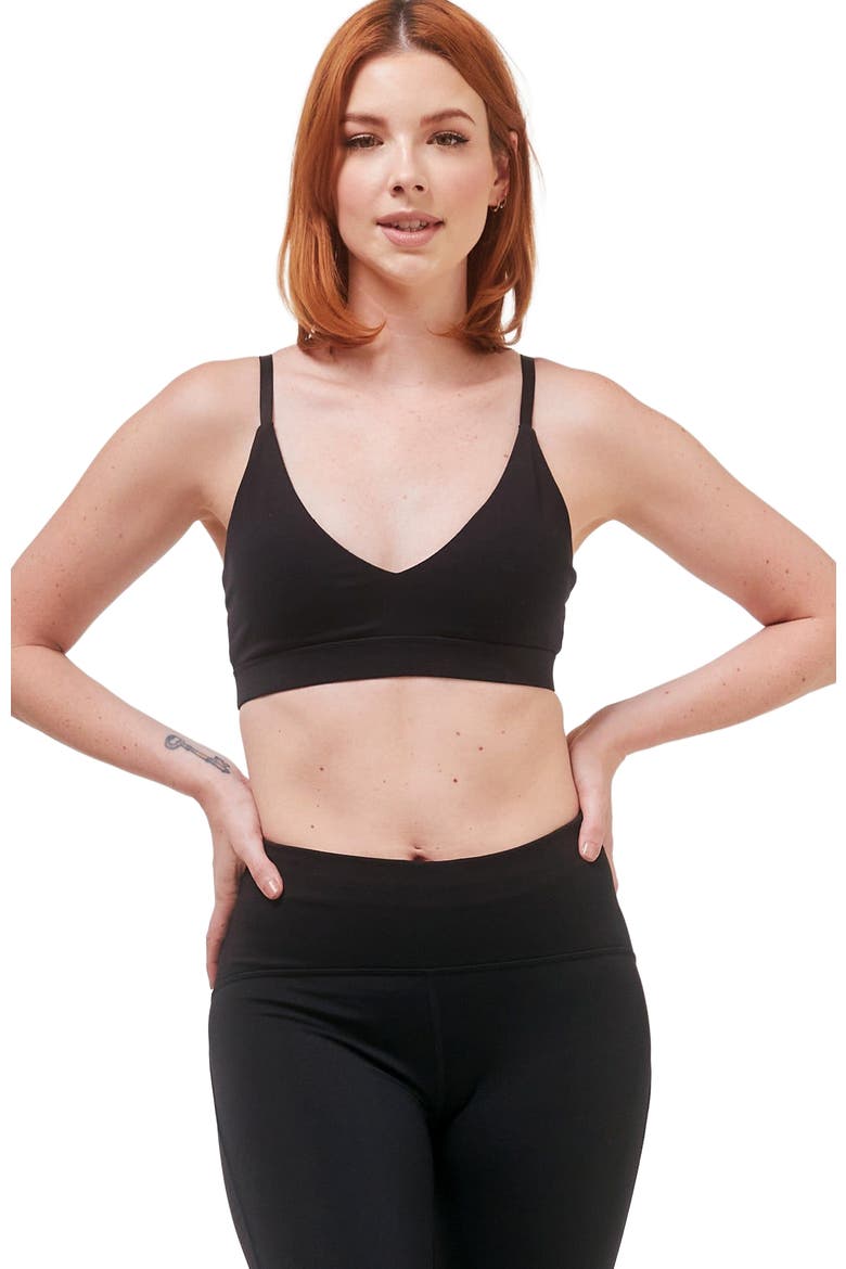 Uplift V Neck Sports Bralette, Alternate, color, Metropolis Black