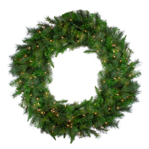 Real Touch™ Pre-Lit Canyon Pine Mixed Artificial Christmas Wreath - 48" - Clear Lights