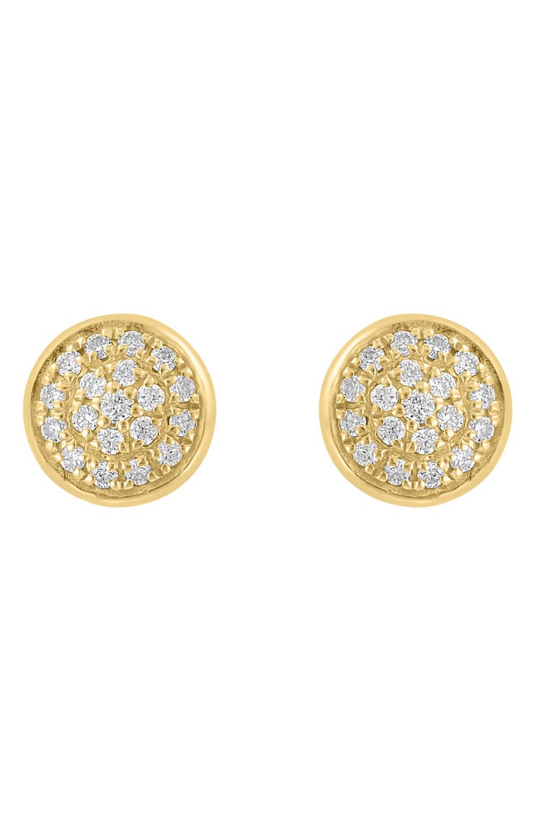 EFFY Diamond Pavé Button Stud Earrings, Main, color, Silver/ 18K Gold/ Diamond
