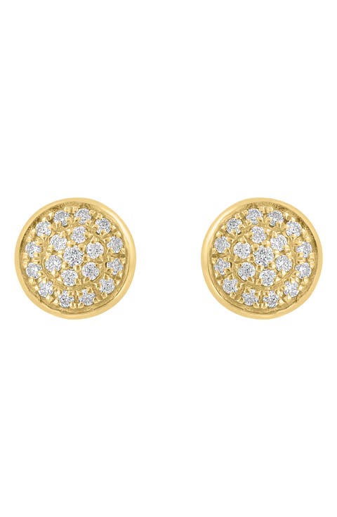 Diamond Pavé Button Stud Earrings