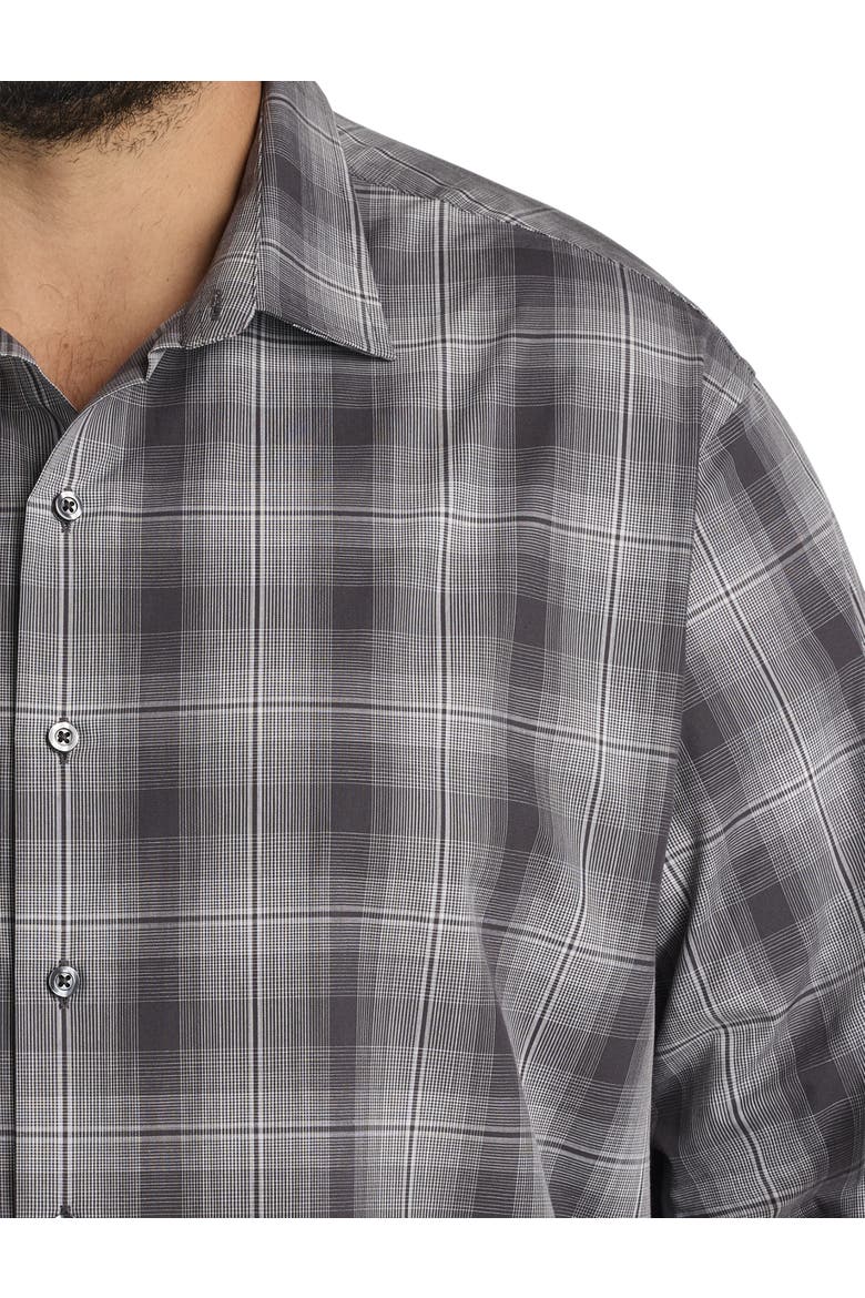 Big & Tall Large Plaid Sport Shirt, Alternate, color, GREY