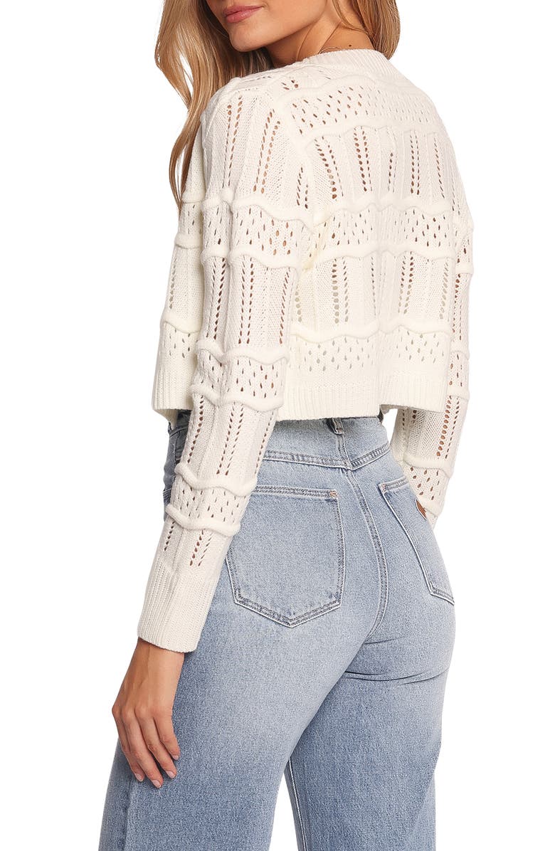 Petal & Pup Aidy Pointelle Crop Cardigan, Alternate, color, 