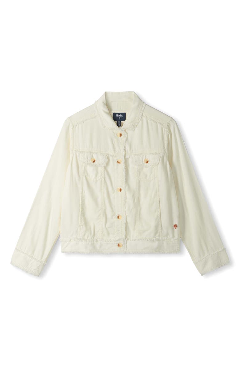 Hatley Fringe Detail Trucker Jacket, Alternate, color, Whisper White