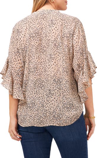 Flutter Sleeve Cheetah Dreams Pintuck Top