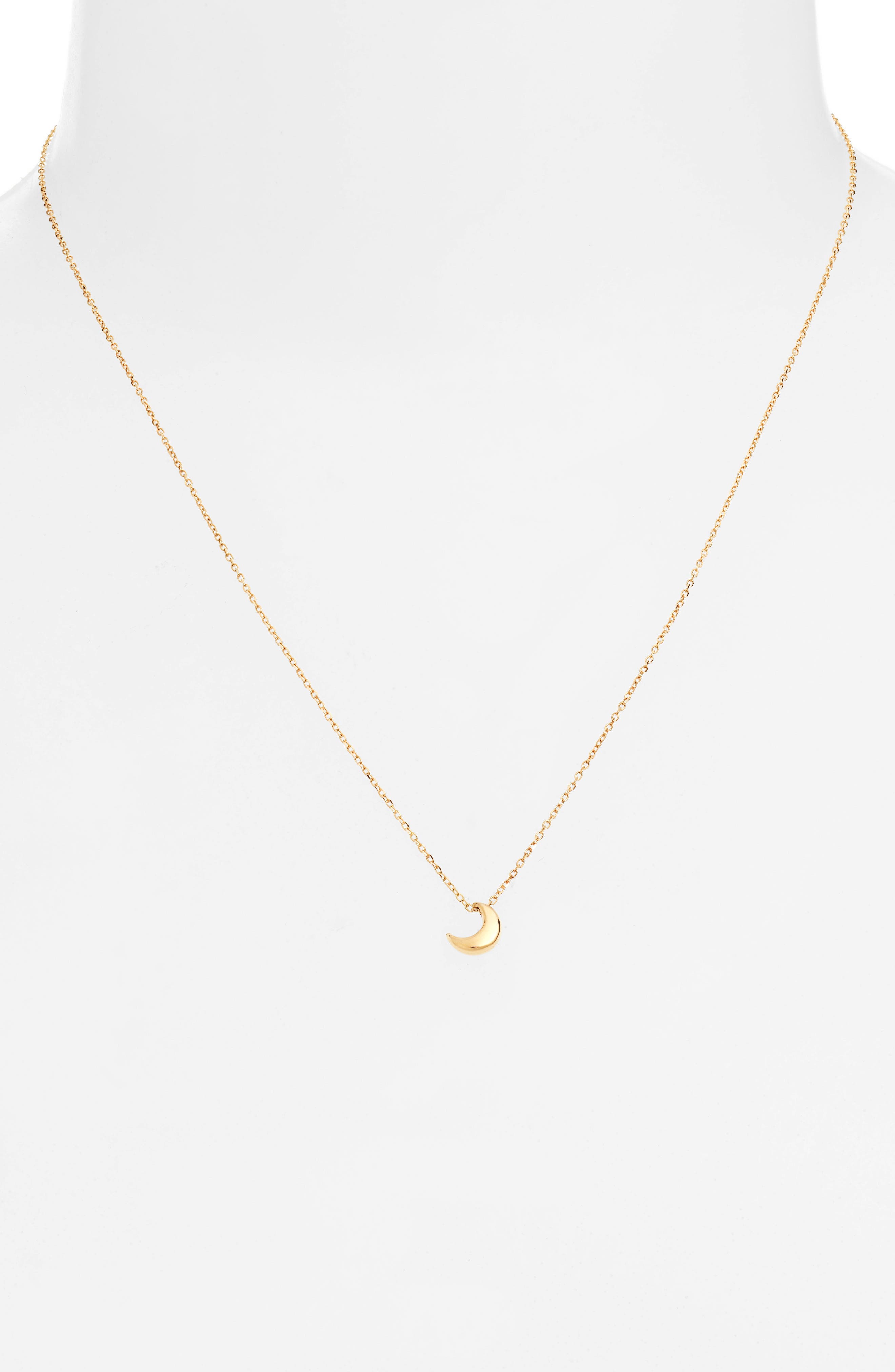 14K Gold Moon Pendant Necklace