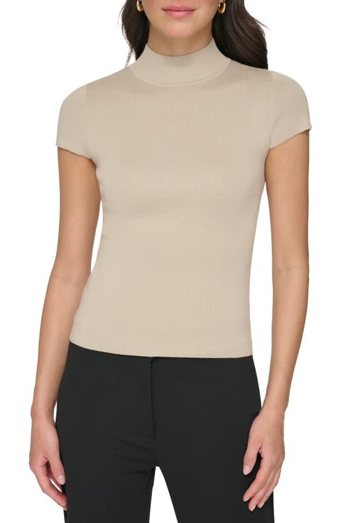 Cap Sleeve Mock Neck Sweater